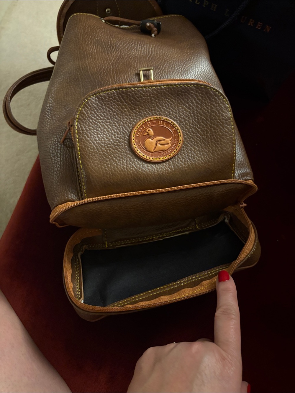 Pebbled Leather Backpack with Front Pocket